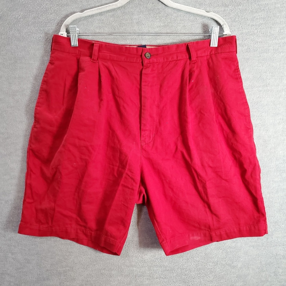 VINTAGE Chaps Ralph Lauren Men Shorts 36 Red Chino Golf Pleated Pockets READ